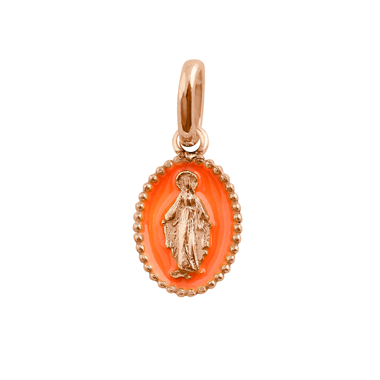 pendentif orange fluo madone, or rose