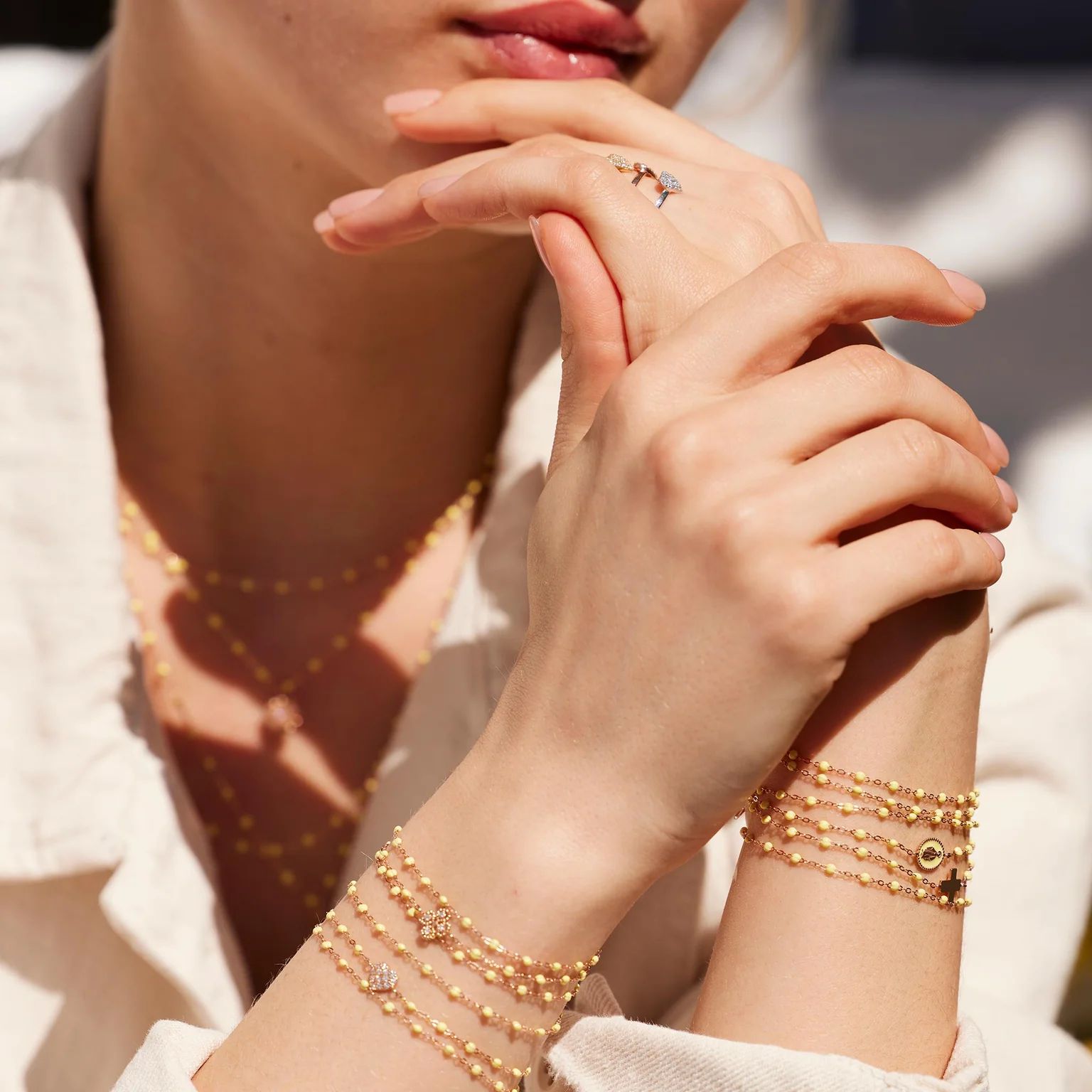 bracelet mimosa classique gigi, or rose, 17 cm.