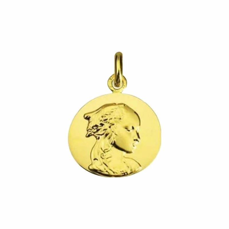 médaille vierge adorazione galet, or jaune