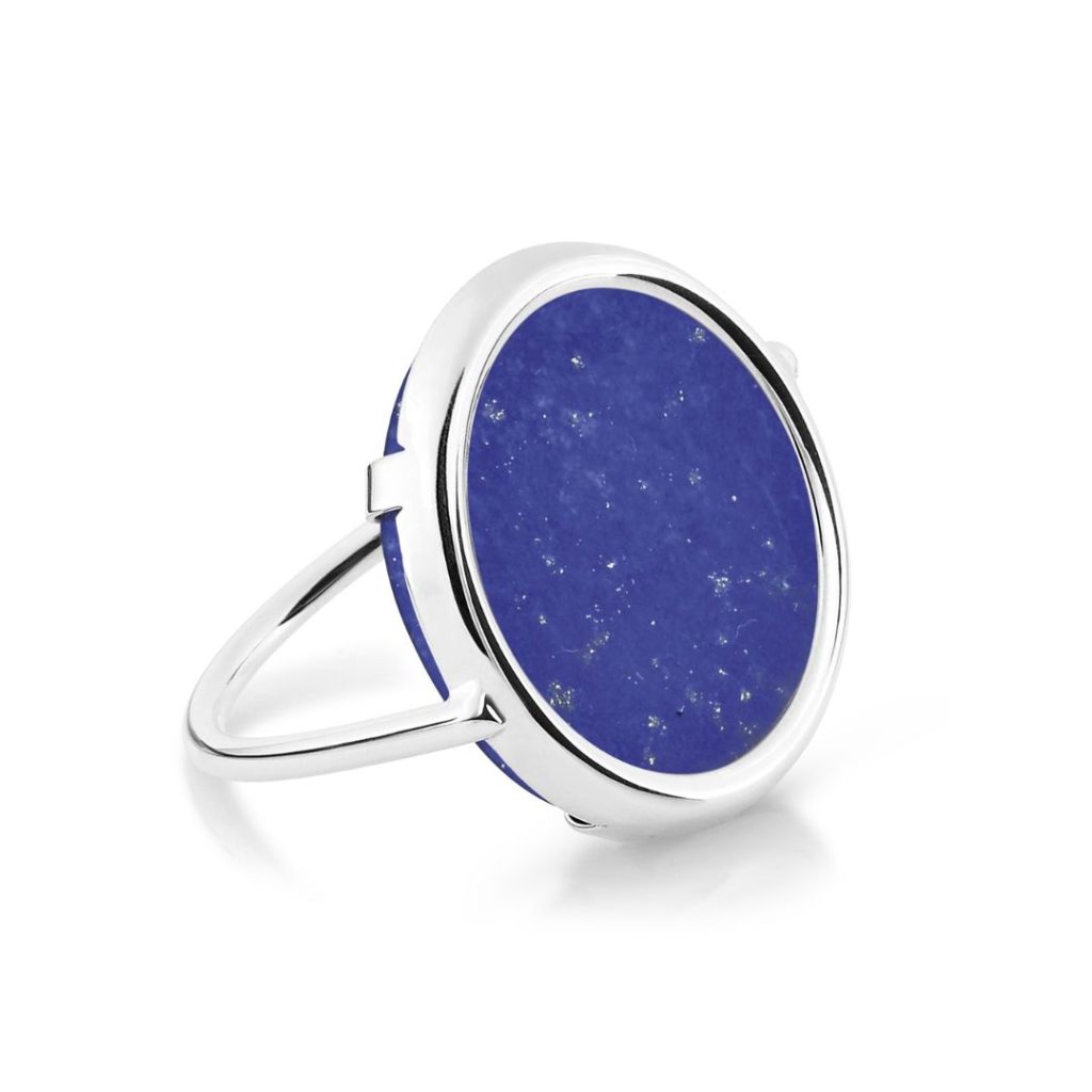 bague disc ring lapis lazuli, or blanc, t 53