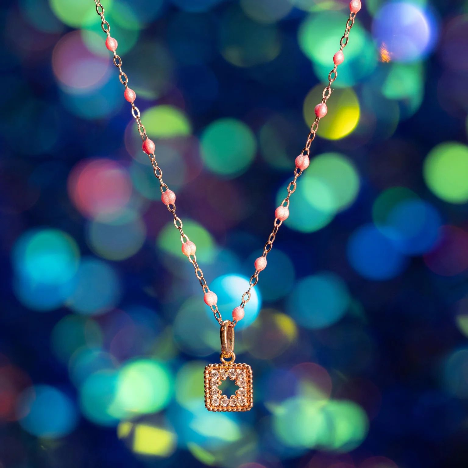 pendentif trésor, diamants, or rose