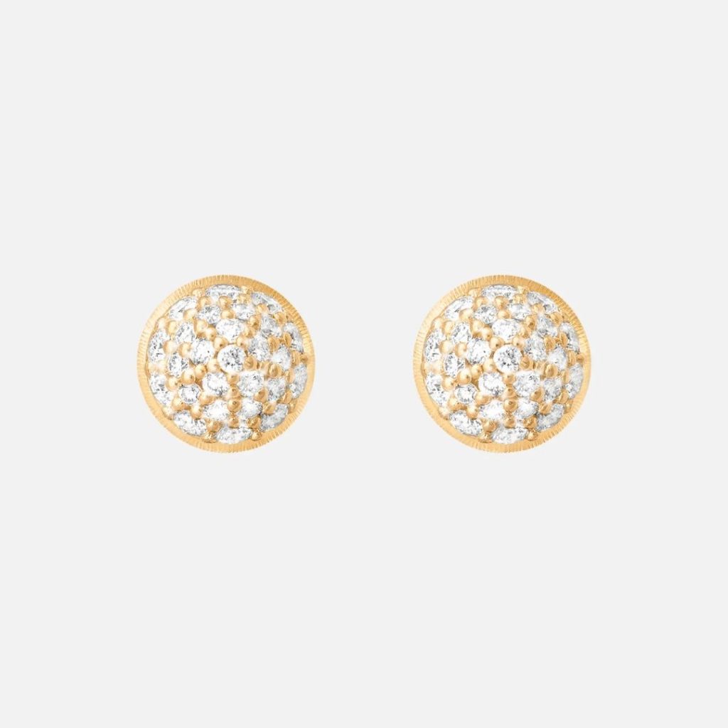 puces d'oreilles lotus diamants, or jaune