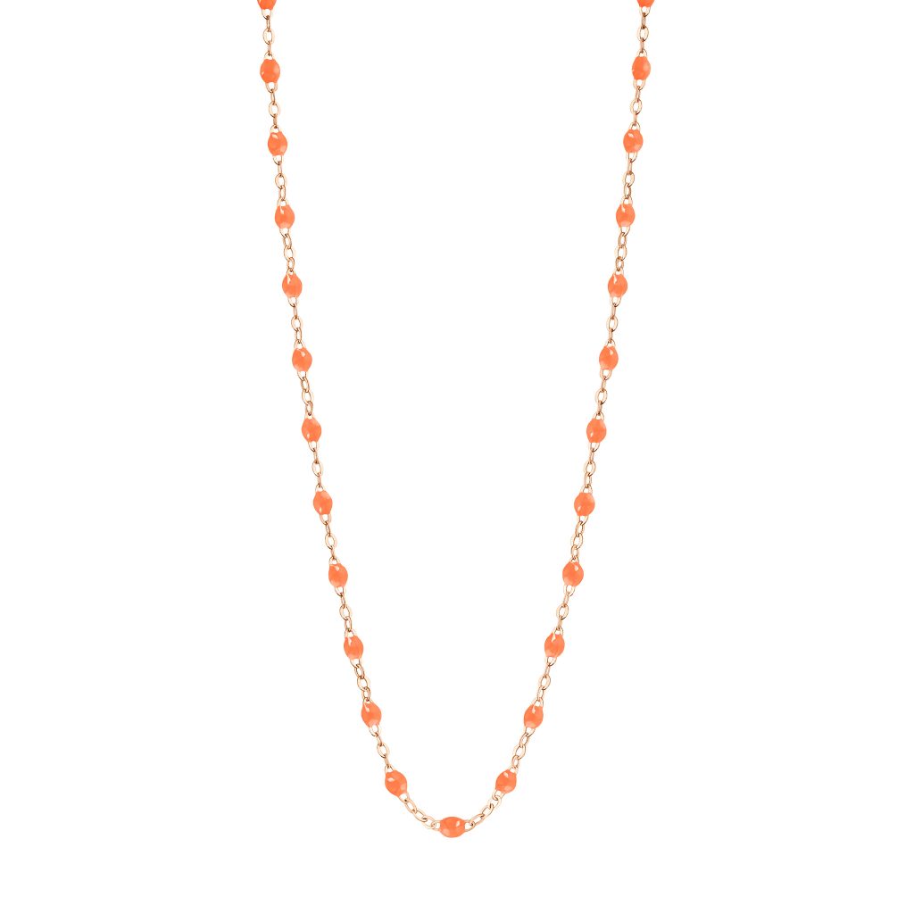 sautoir orange fluo classique gigi, or rose, 60 cm