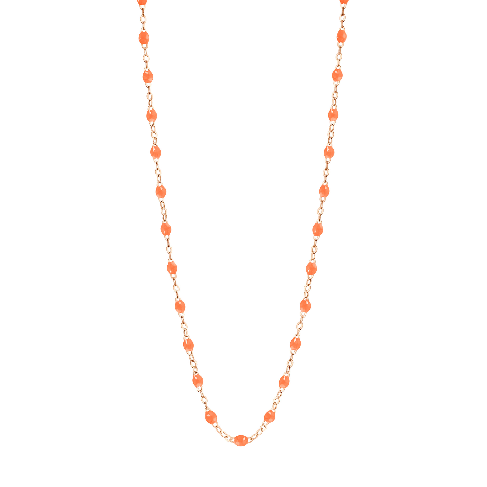 sautoir orange fluo classique gigi, or rose, 60 cm