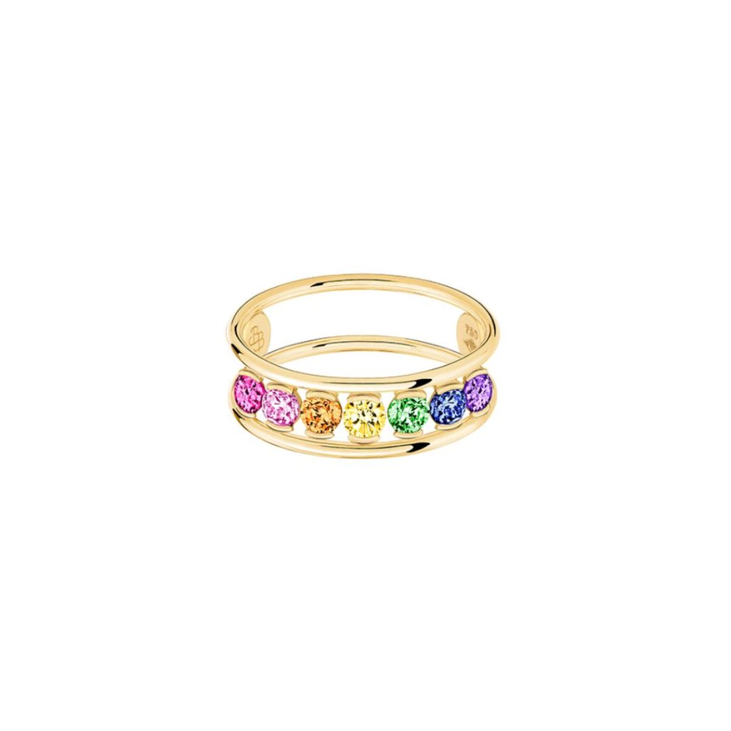 bague hula hoop rainbow, or jaune, t56