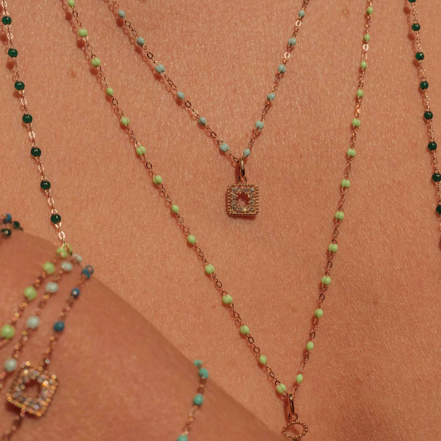 pendentif trésor, diamants, or rose