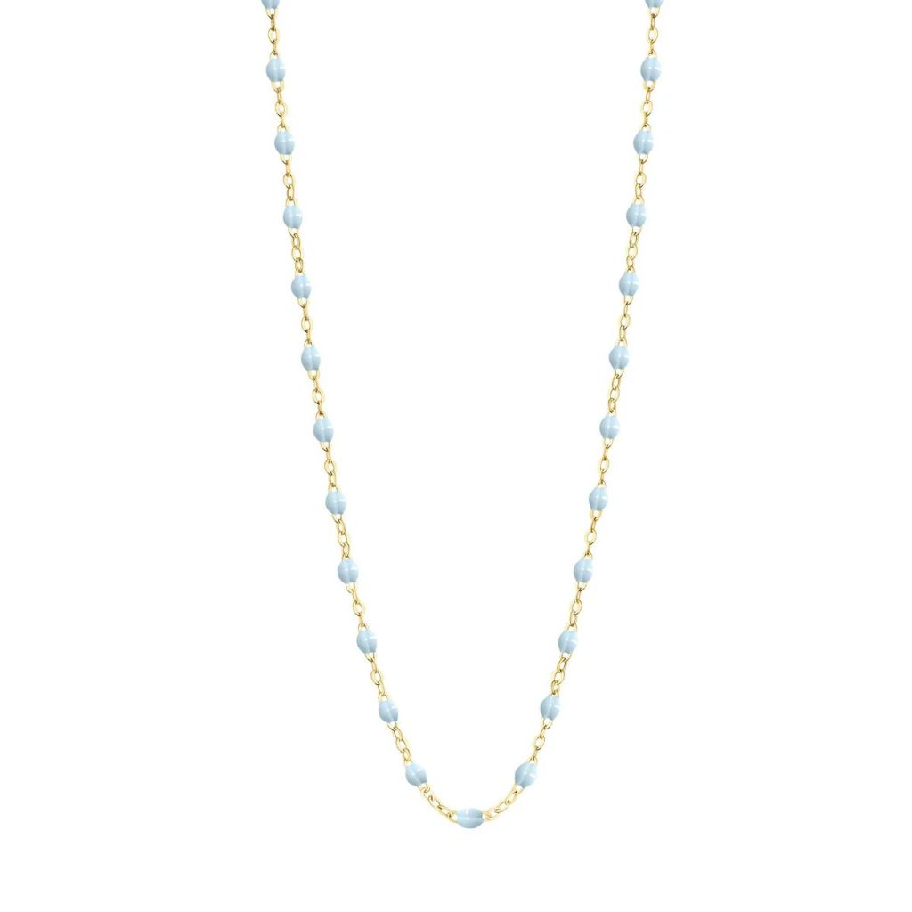 collier bleu layette classique gigi, or jaune, 42 cm