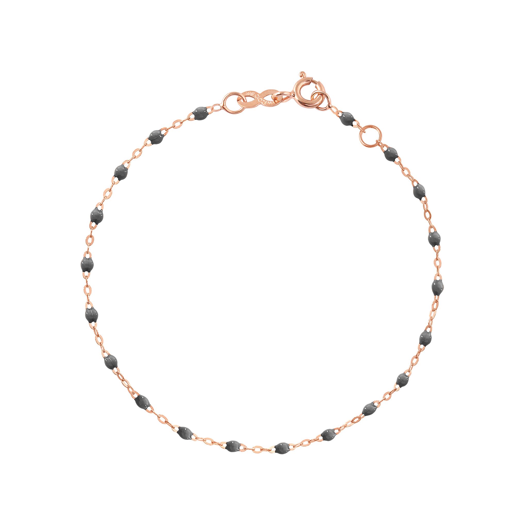 bracelet gris foncé classique gigi, or rose, 18 cm