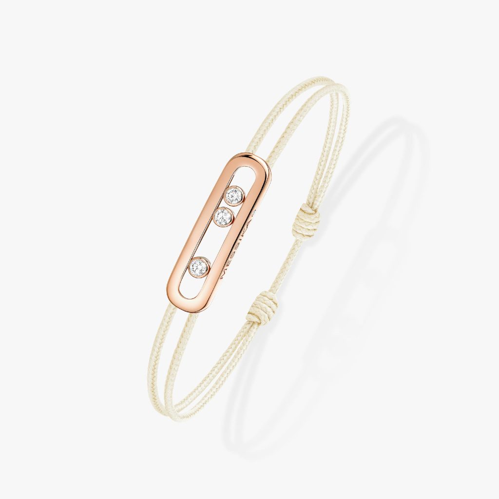 bracelet care(s) cordon crème, or rose