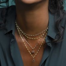 collier vert anis classique gigi, or jaune, 42 cm.