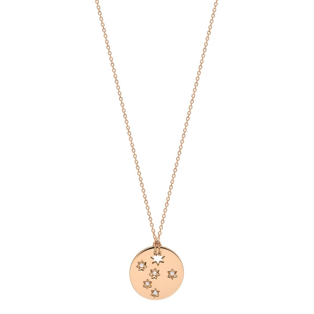 collier mini milky way diamant, or rose