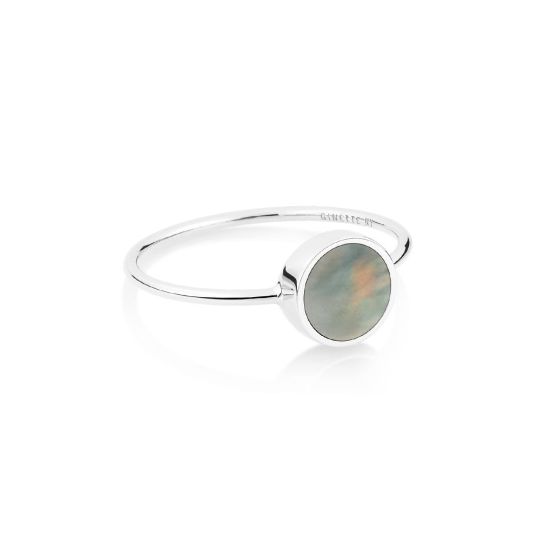 bague mini ever disc nacre noire, or blanc, t 51