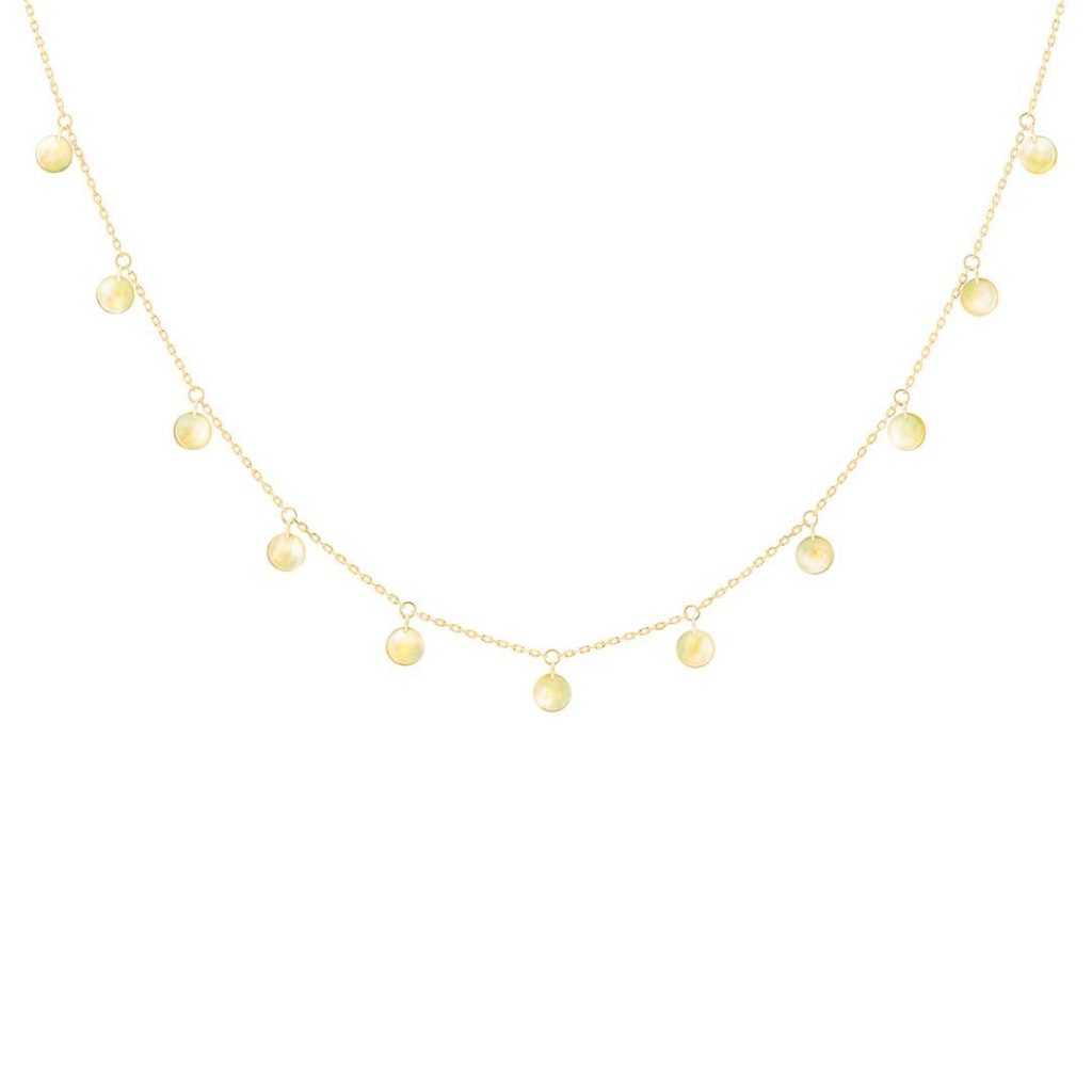 collier polka nacre dorée, or jaune
