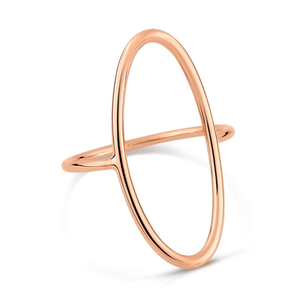 bague ellipse, or rose, t 56