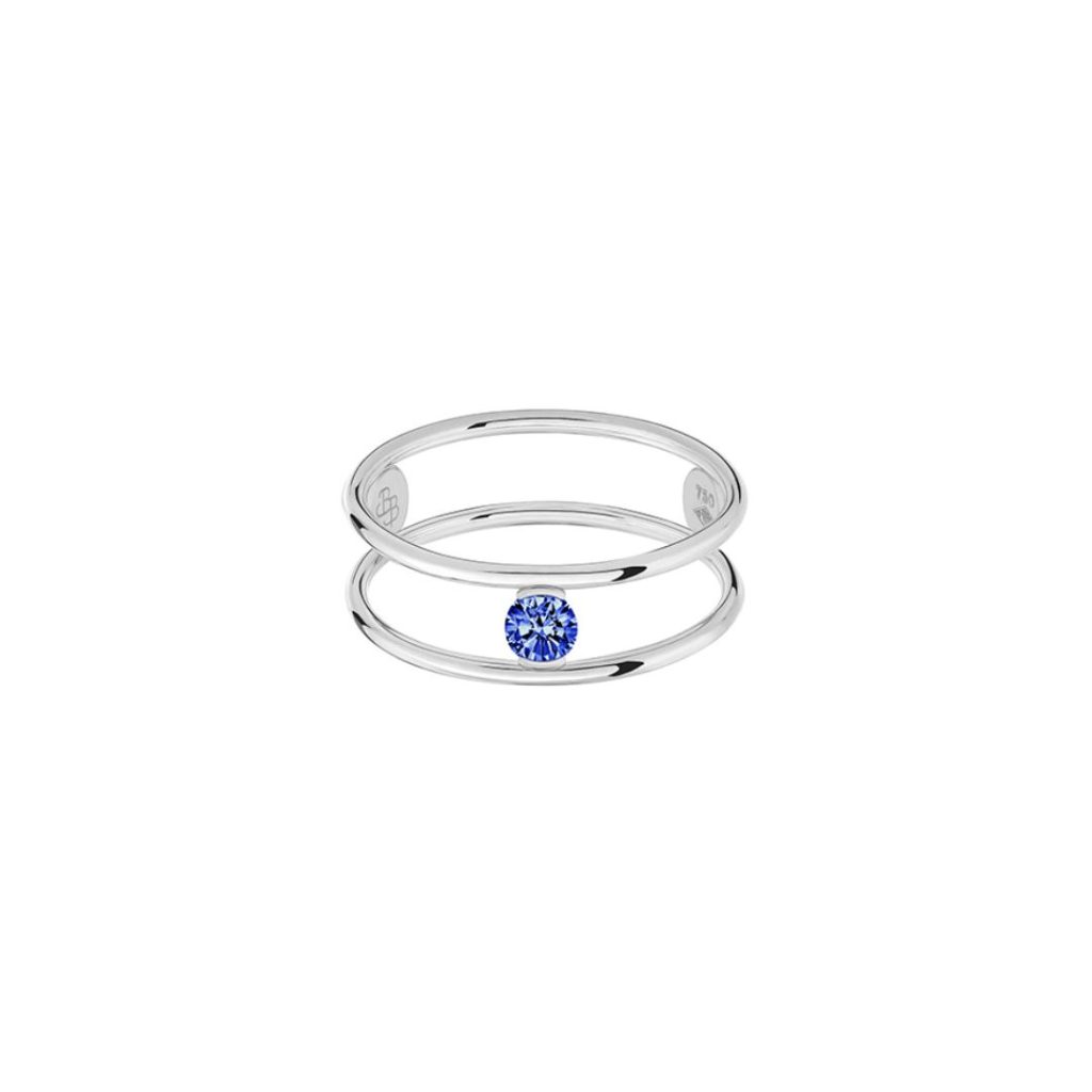 bague hula hoop saphir bleu, or blanc, t54