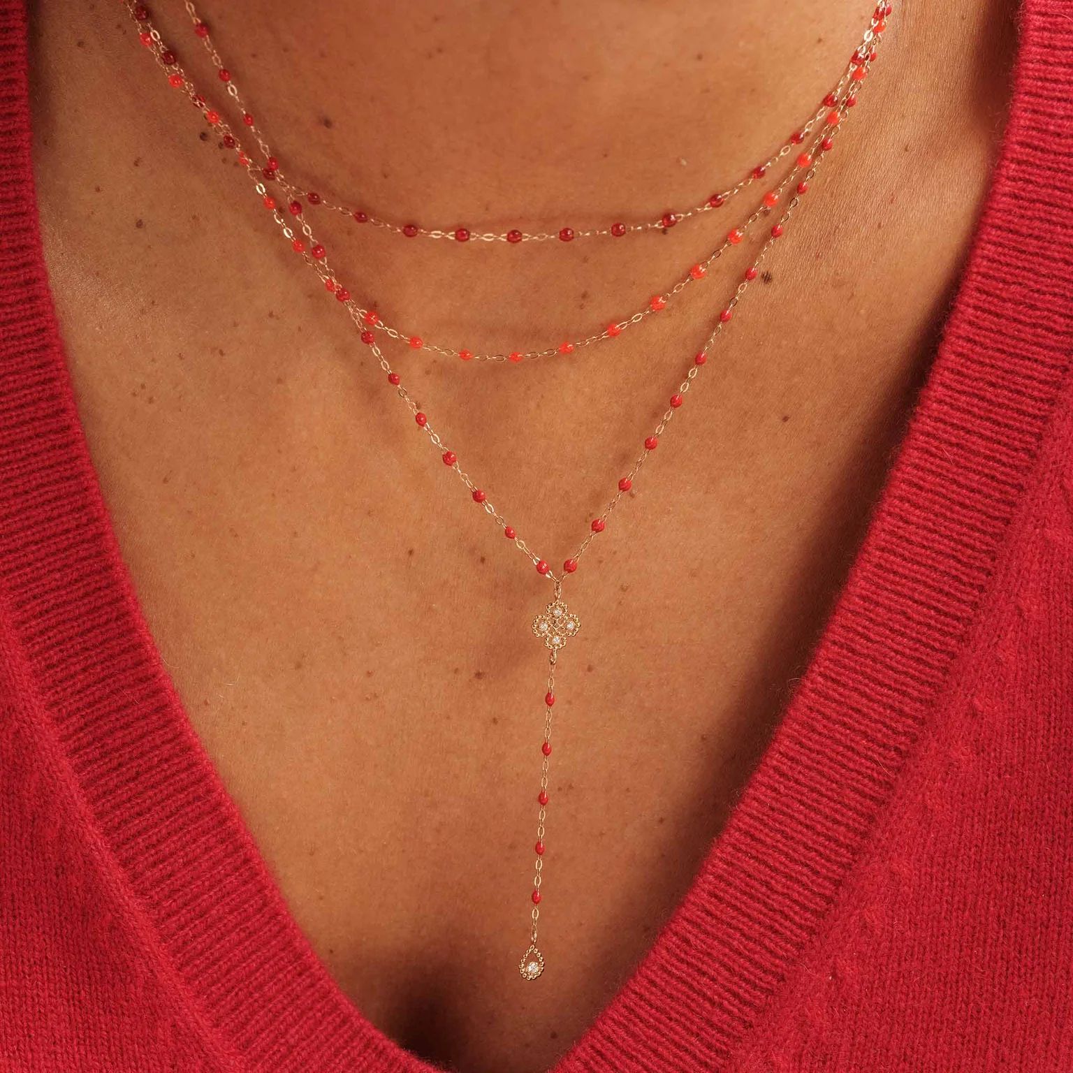 collier rubis classique gigi, or rose, 42 cm