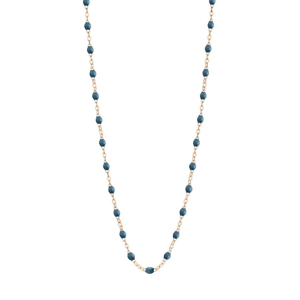 collier bleu céleste classique gigi, or rose, 42 cm