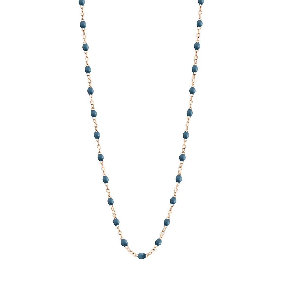 collier bleu céleste classique gigi, or rose, 42 cm