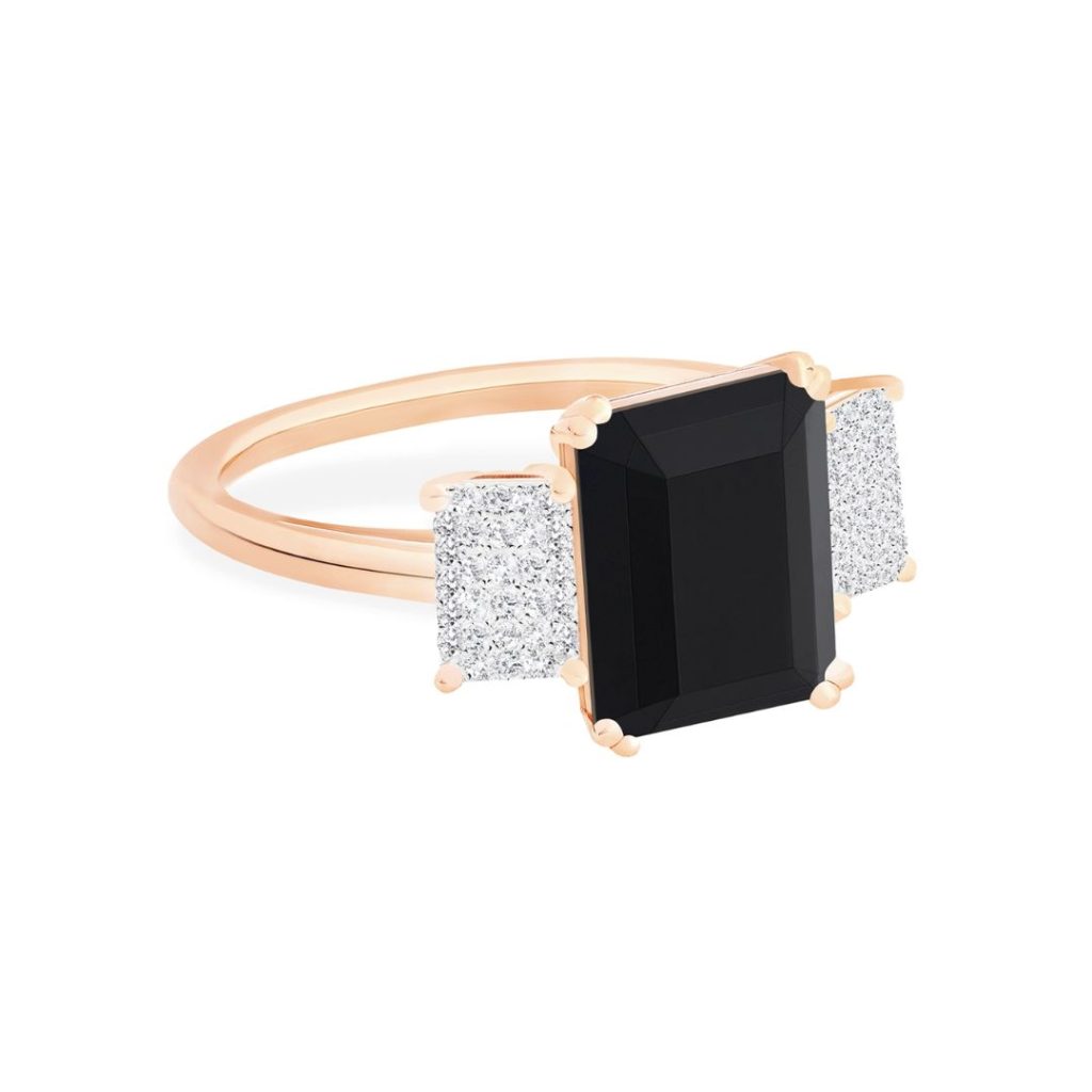 bague midnight diamond & onyx, or rose, t 54