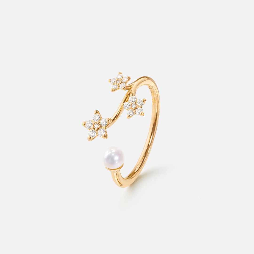 bague shooting stars 3 étoiles diamants, or jaune, t 54