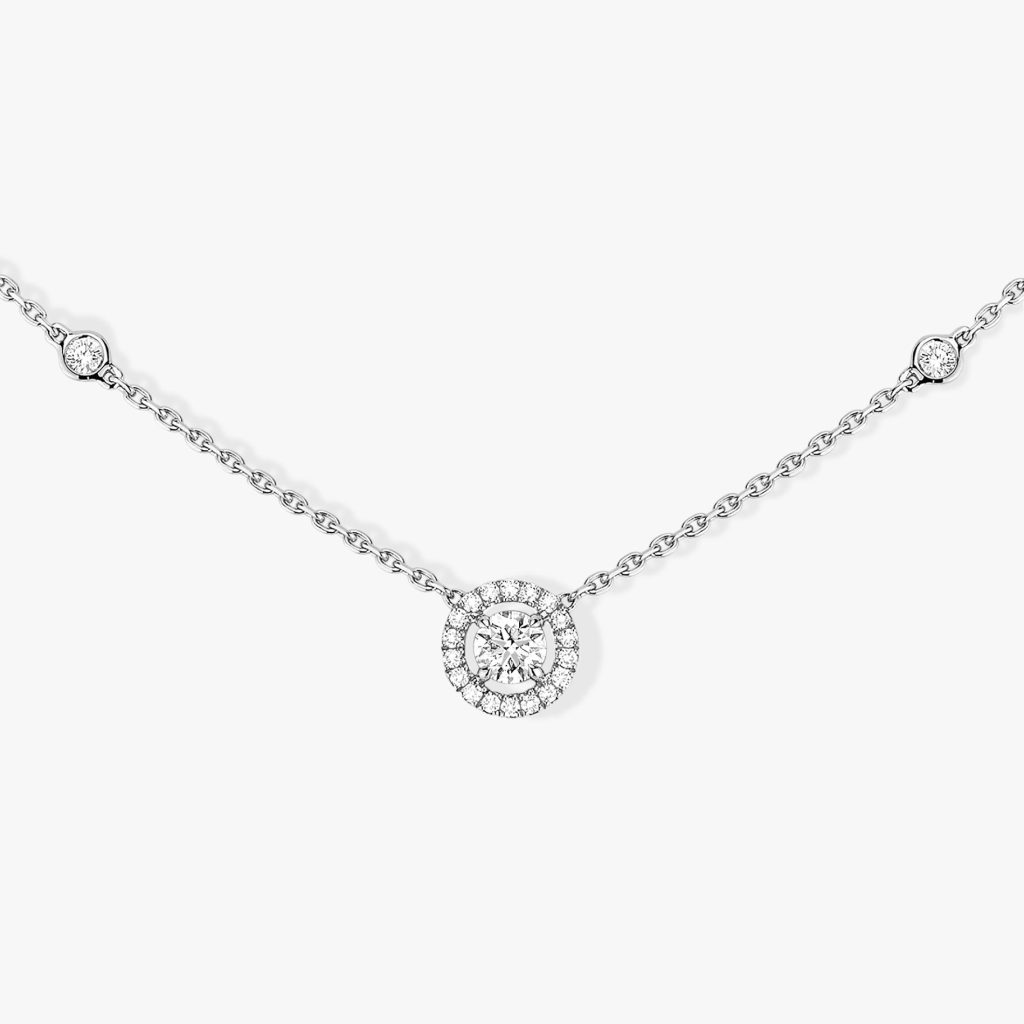 collier joy diamant rond, or blanc