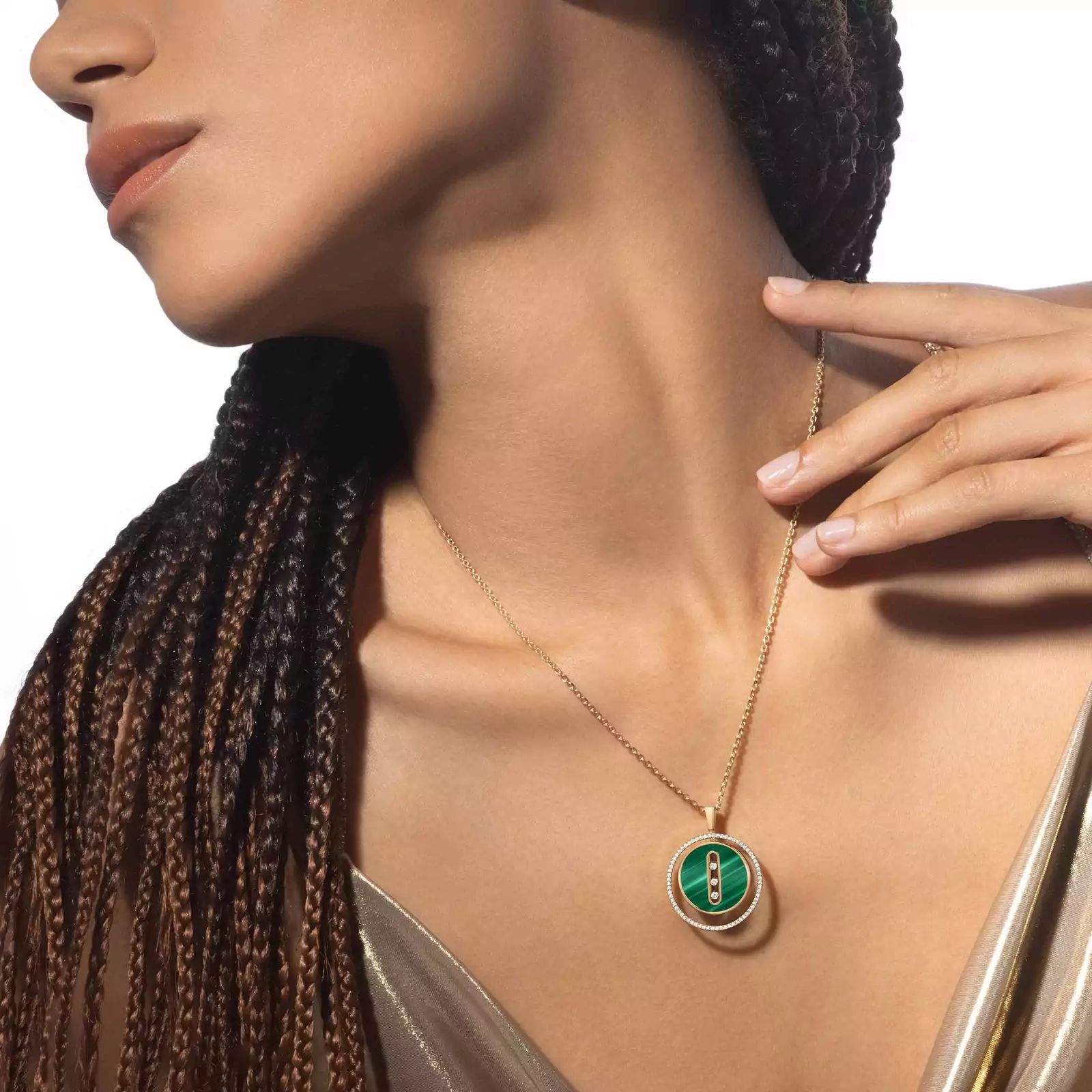 collier lucky move mm malachite, or jaune