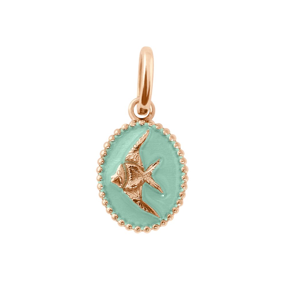 pendentif jade poisson ange, or rose