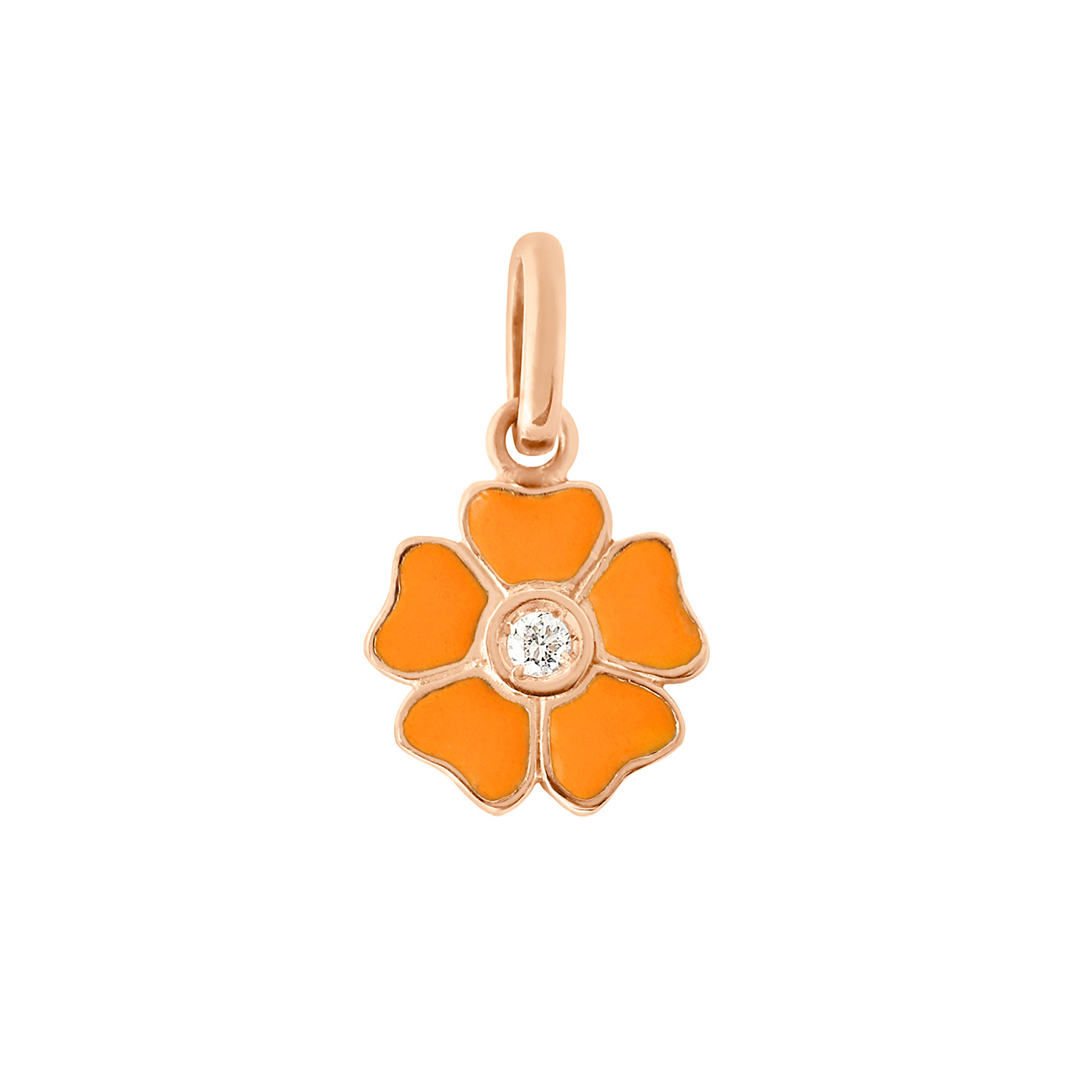 pendentif mandarine fleur, diamant, or rose