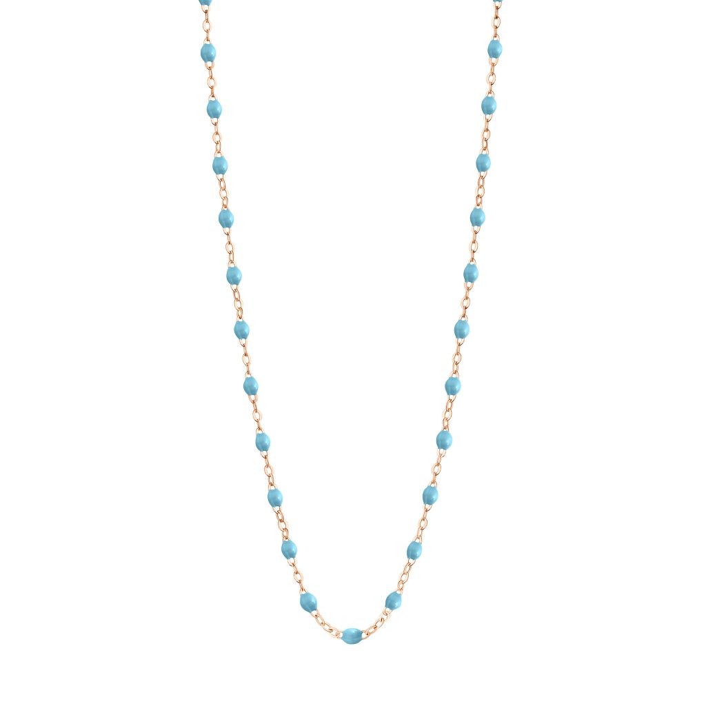 collier turquoise classique gigi, or rose, 42 cm