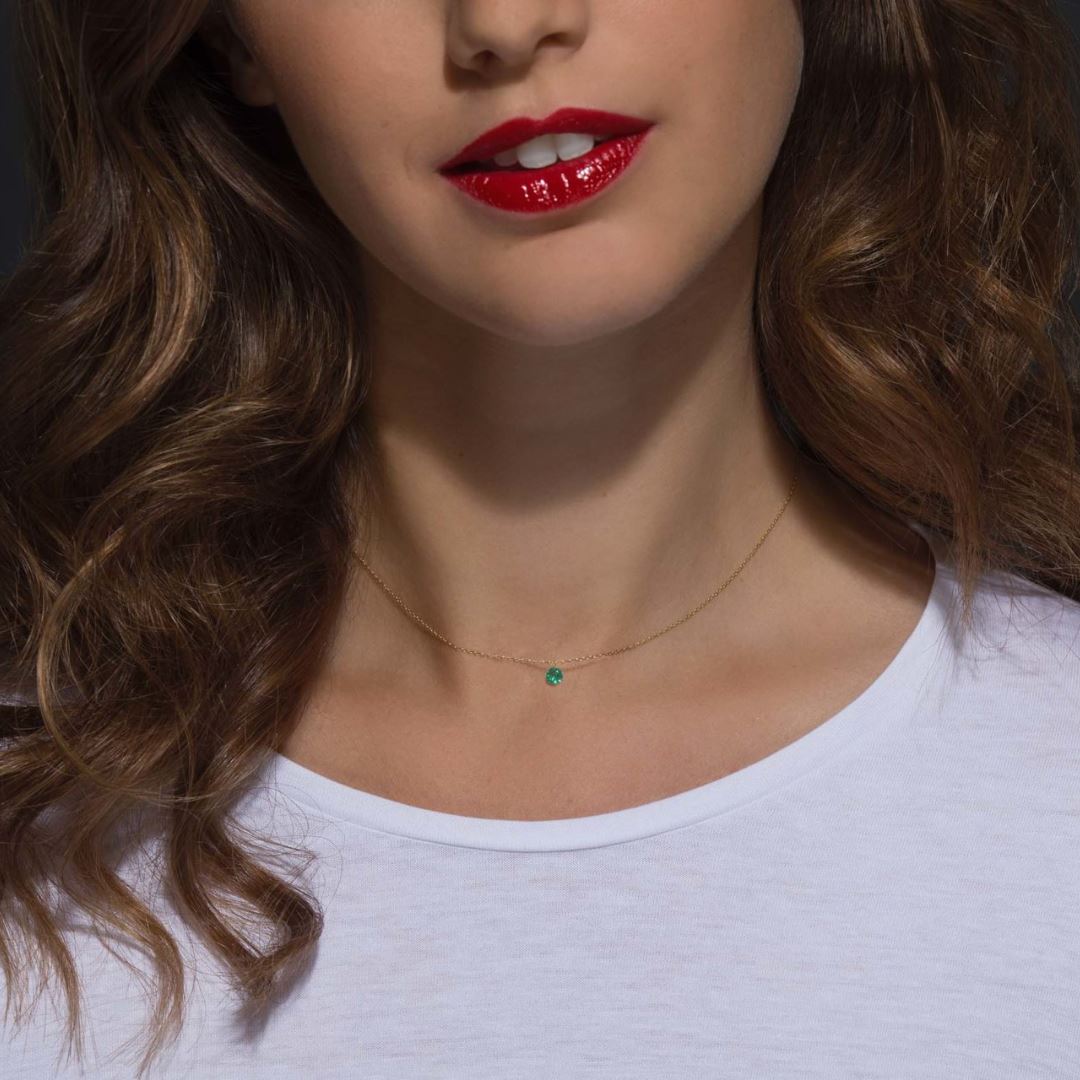 collier confetti émeraude, or jaune