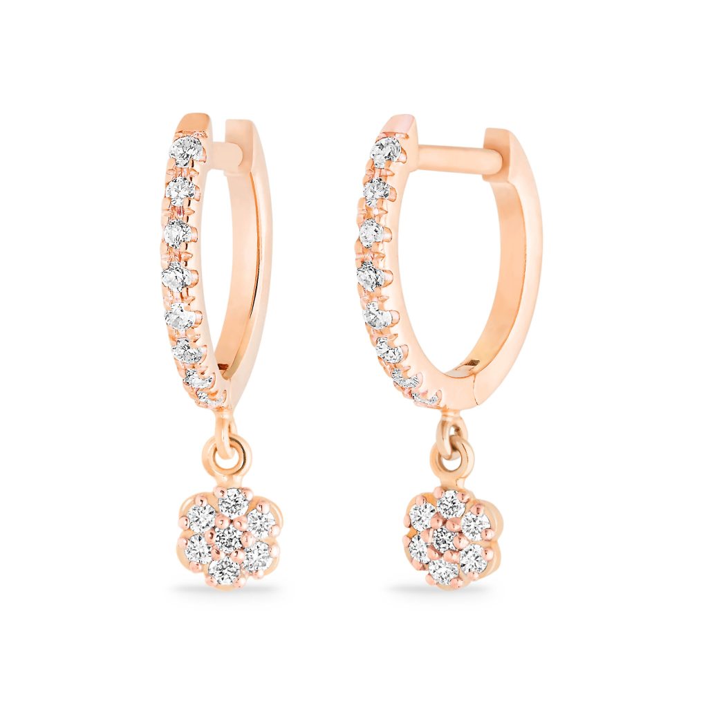 créoles be mine lotus diamants, or rose