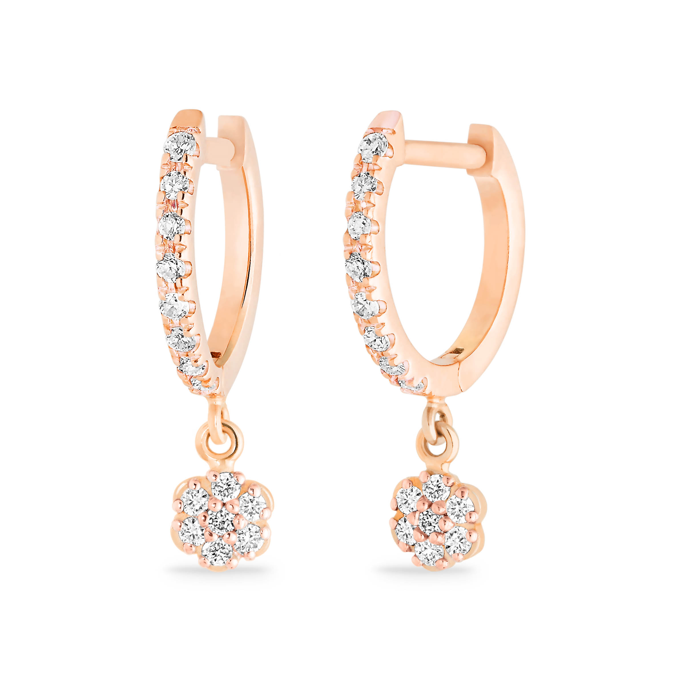 créoles be mine lotus diamants, or rose