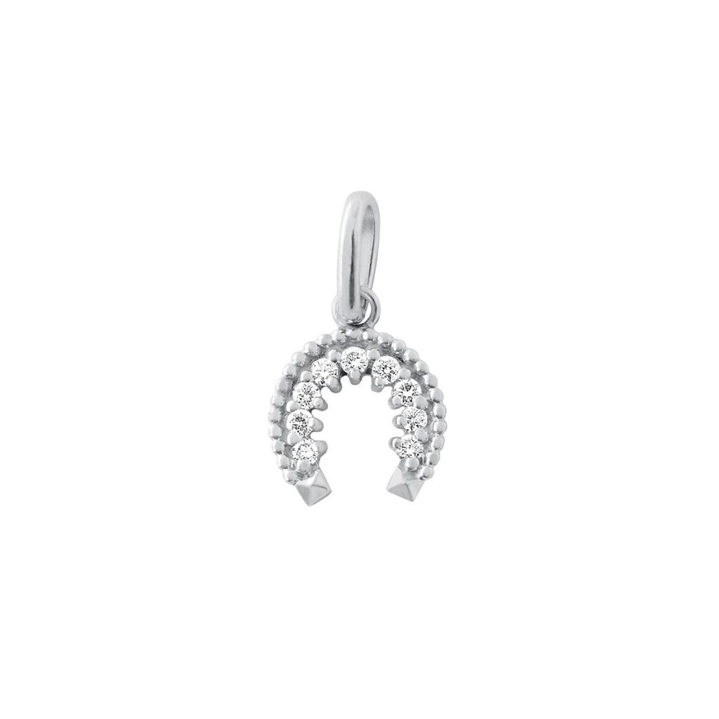 pendentif fer à cheval, diamants, or blanc