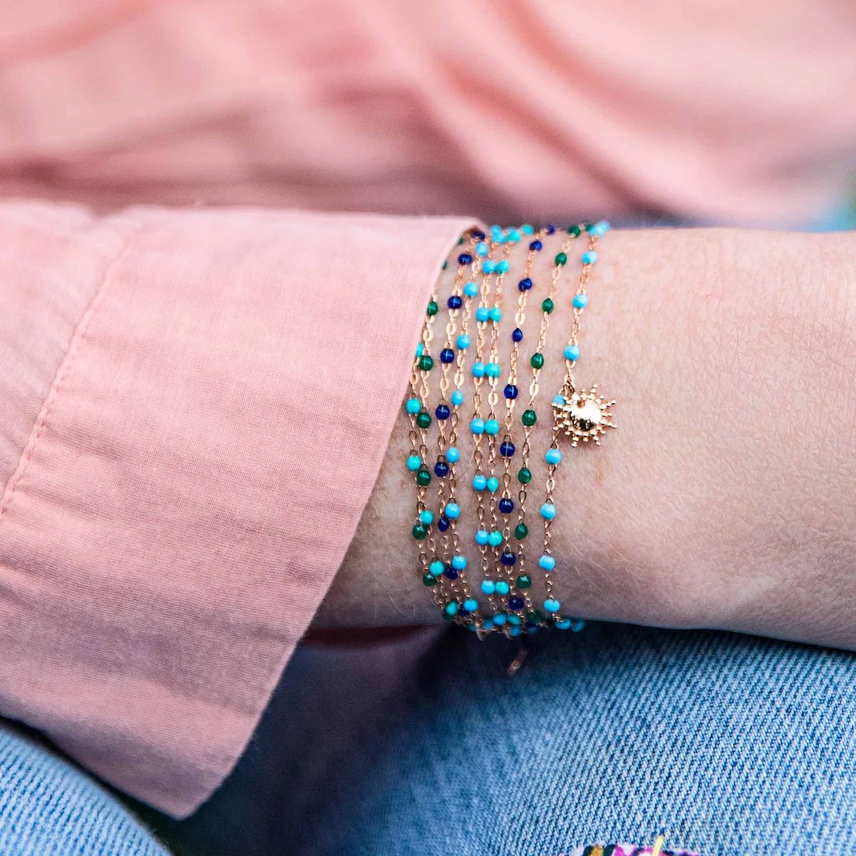 bracelet émeraude classique gigi, or rose, 17 cm