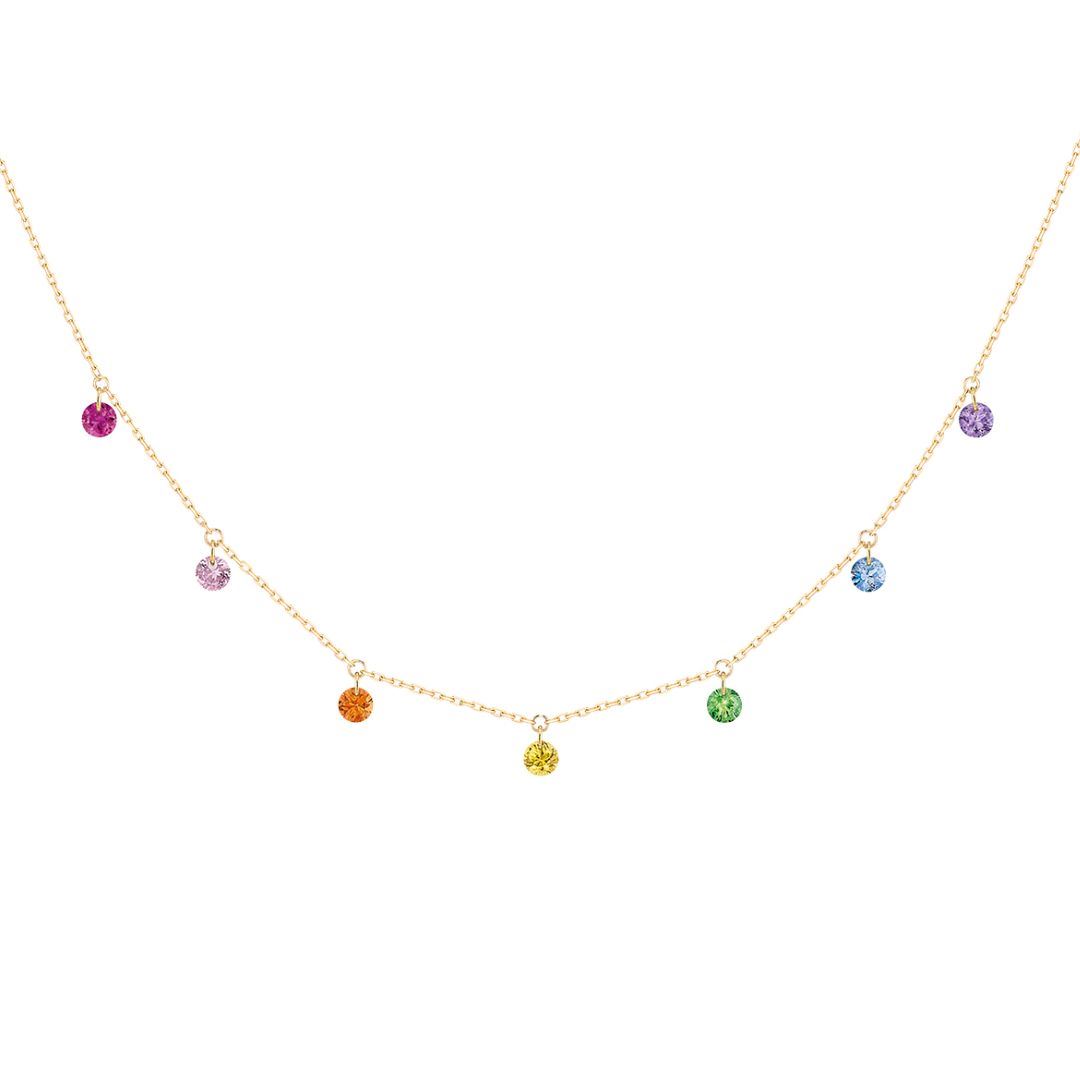 collier confetti rainbow, or jaune