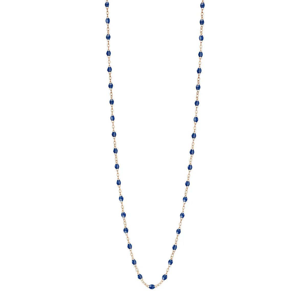 sautoir bleu de prusse classique gigi, or rose, 86 cm