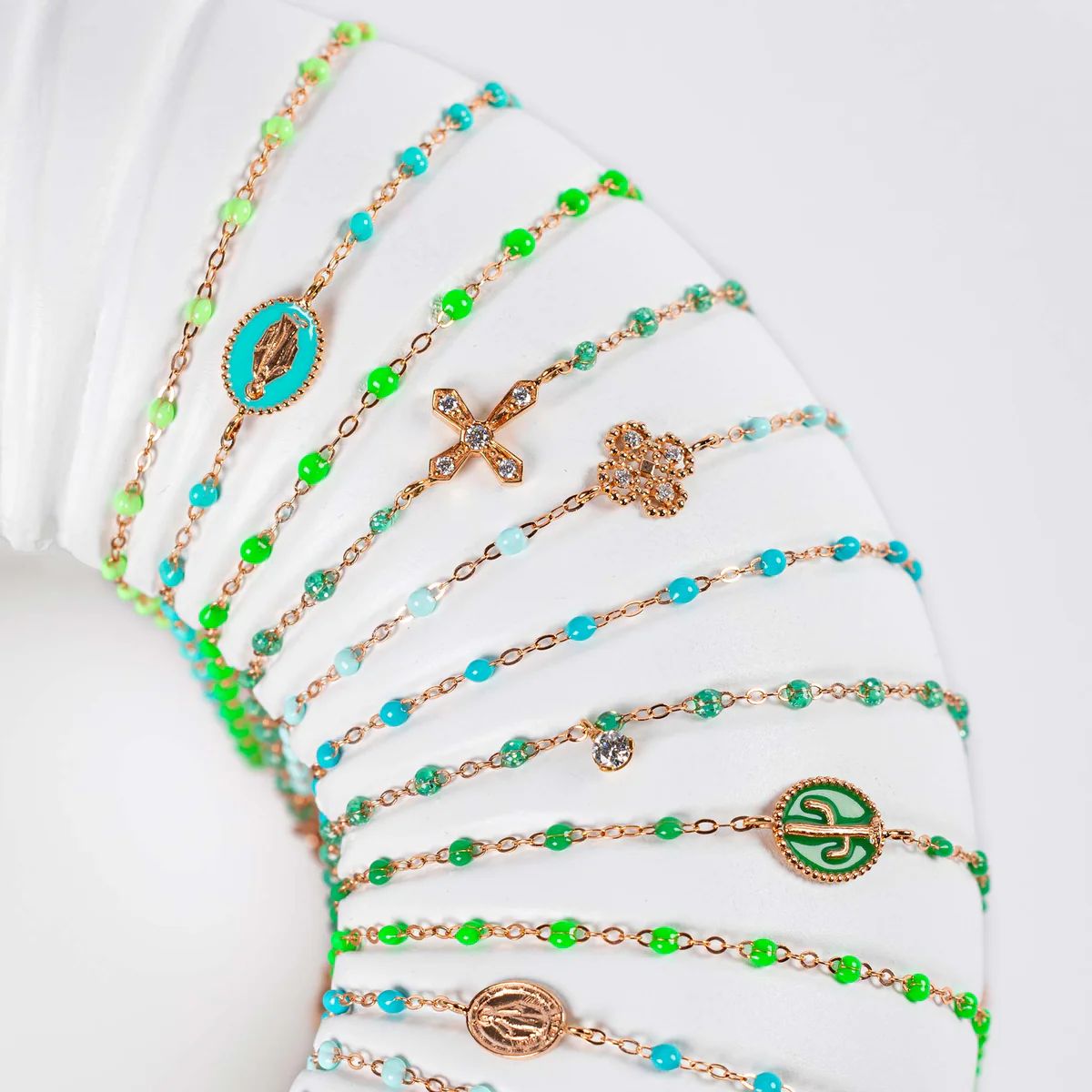 bracelet turquoise vert classique gigi, or rose, 17 cm