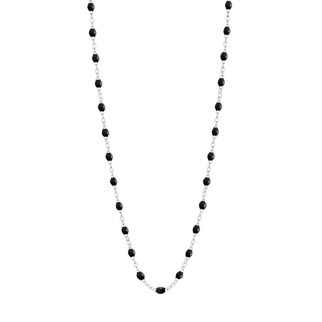 collier noir classique gigi, or blanc, 42 cm