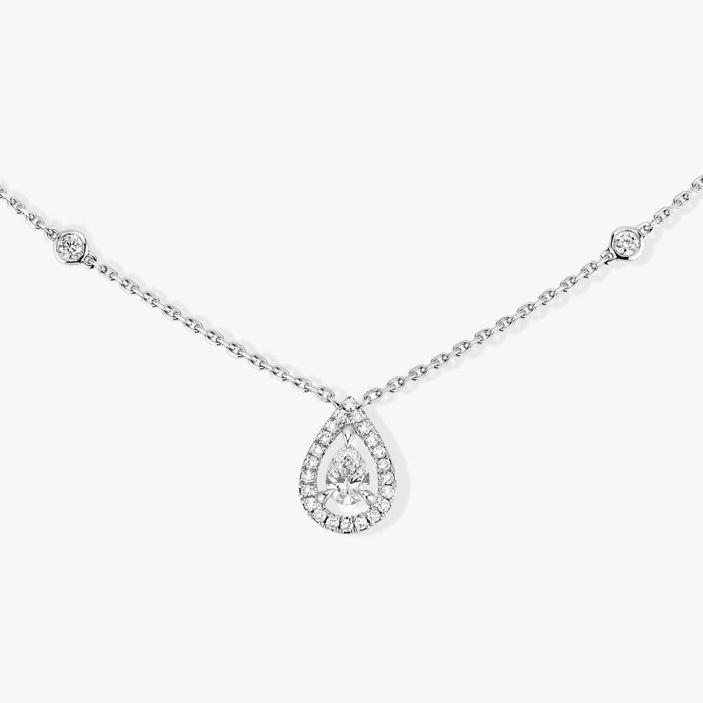 collier joy diamant poire, or blanc