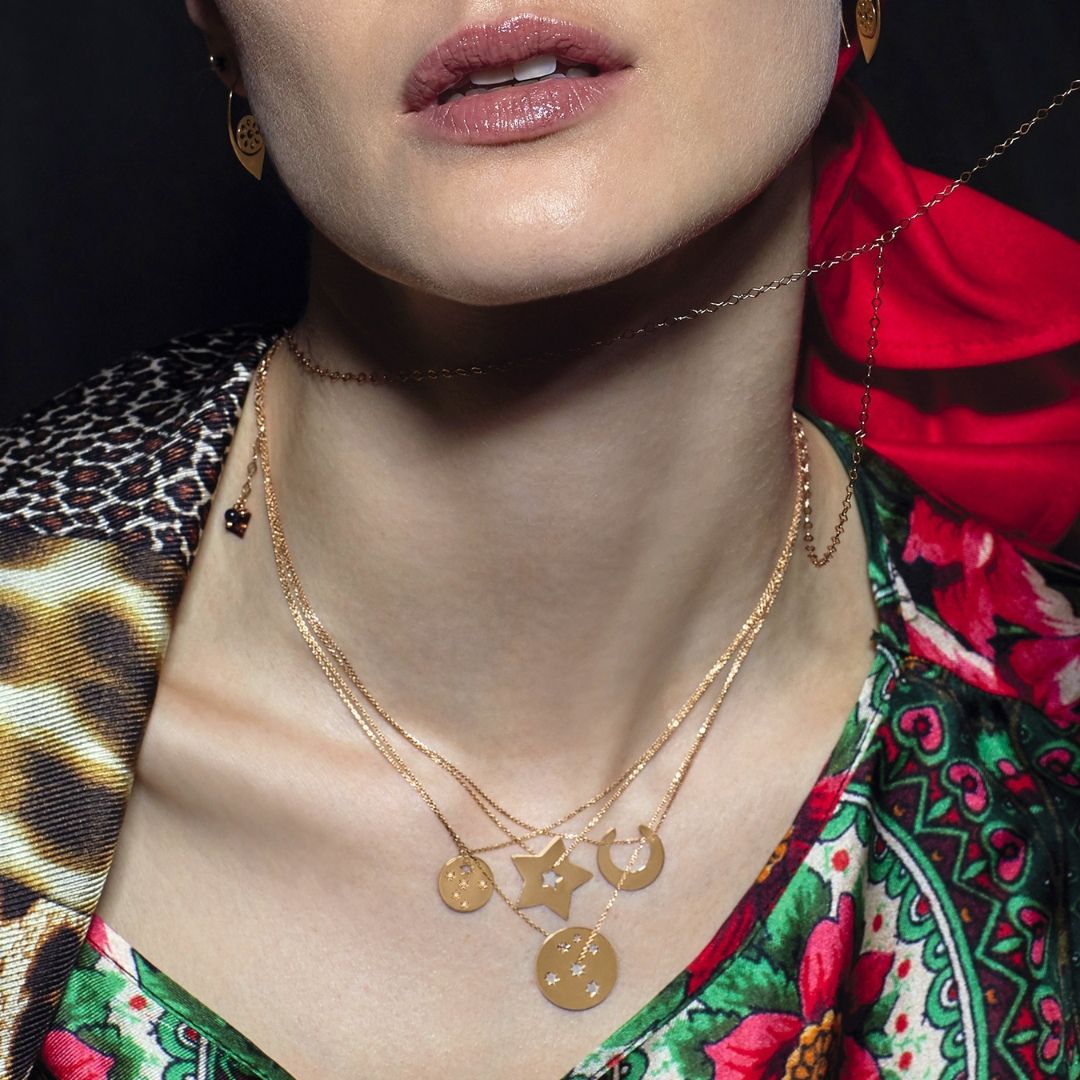 collier mini milky way diamant, or rose