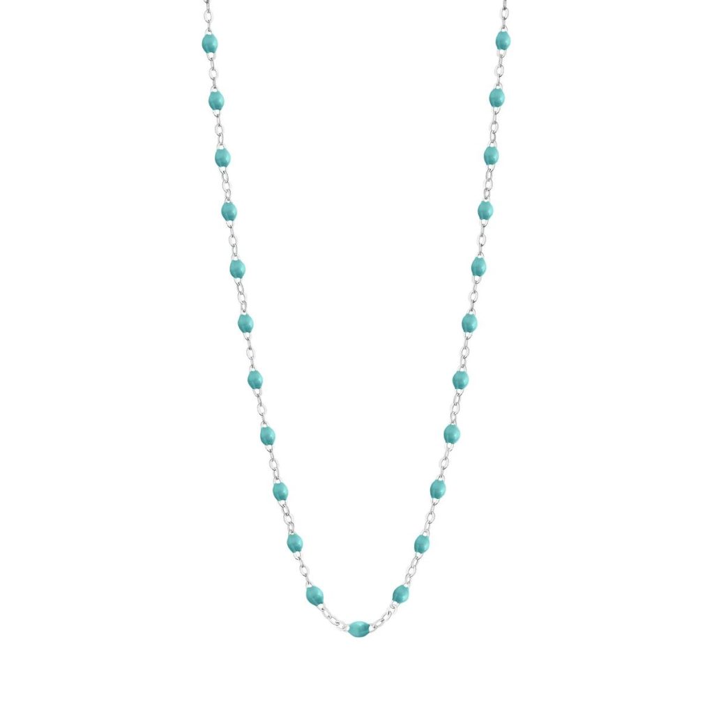 collier turquoise vert classique gigi, or blanc, 42 cm