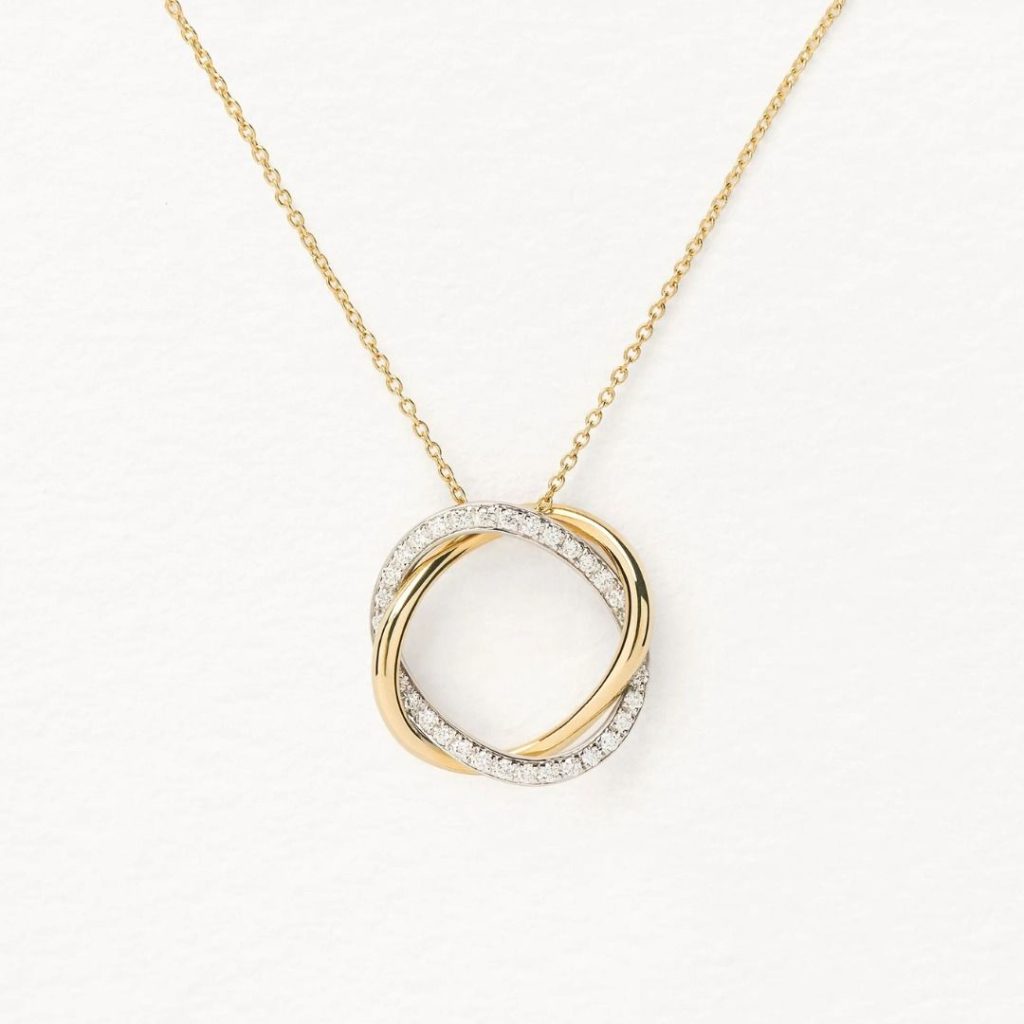 collier tresse pm, diamants, or jaune et or blanc