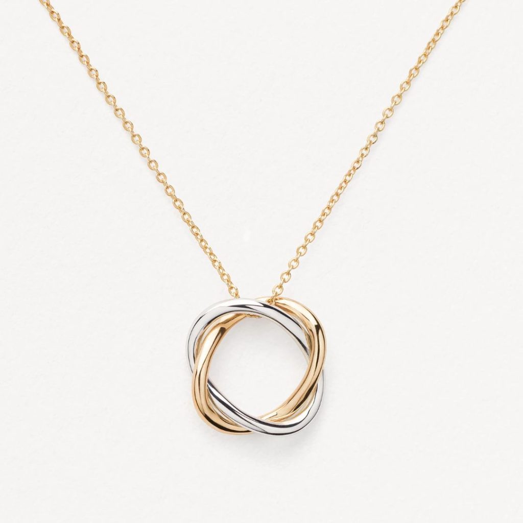 collier tresse pm, or jaune et or blanc