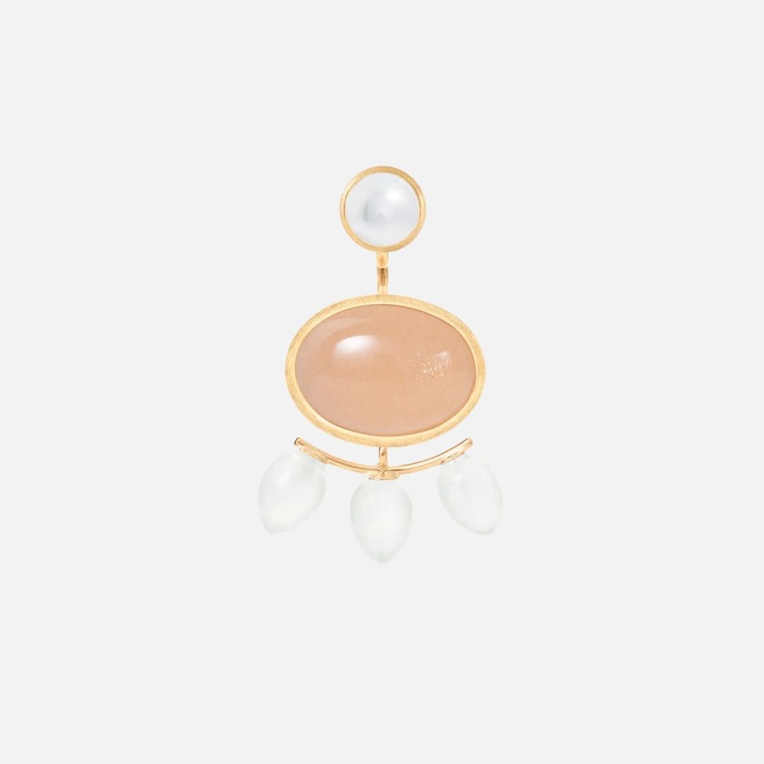 puces d'oreilles lotus perle blanche, or jaune