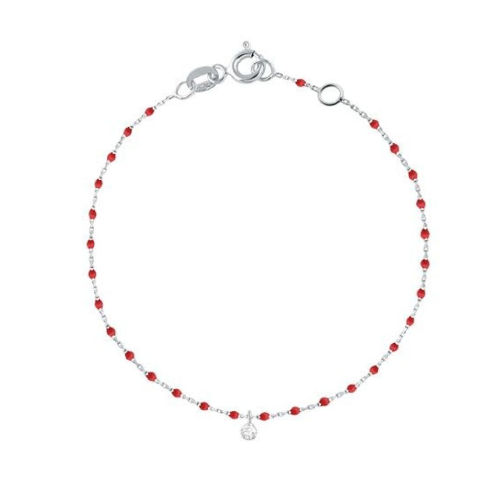 bracelet coquelicot mini gigi, or blanc, 1 diamant, 17 cm