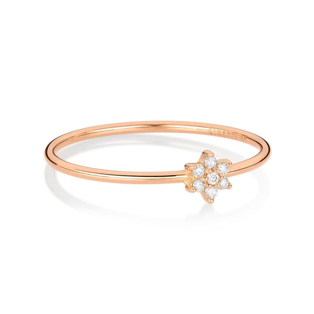 bague mini star diamond, or rose, t 53