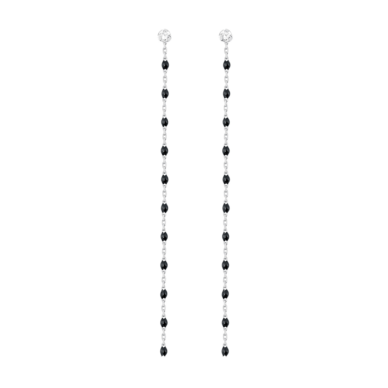 boucles d'oreilles noire gigi party, diamants, or blanc