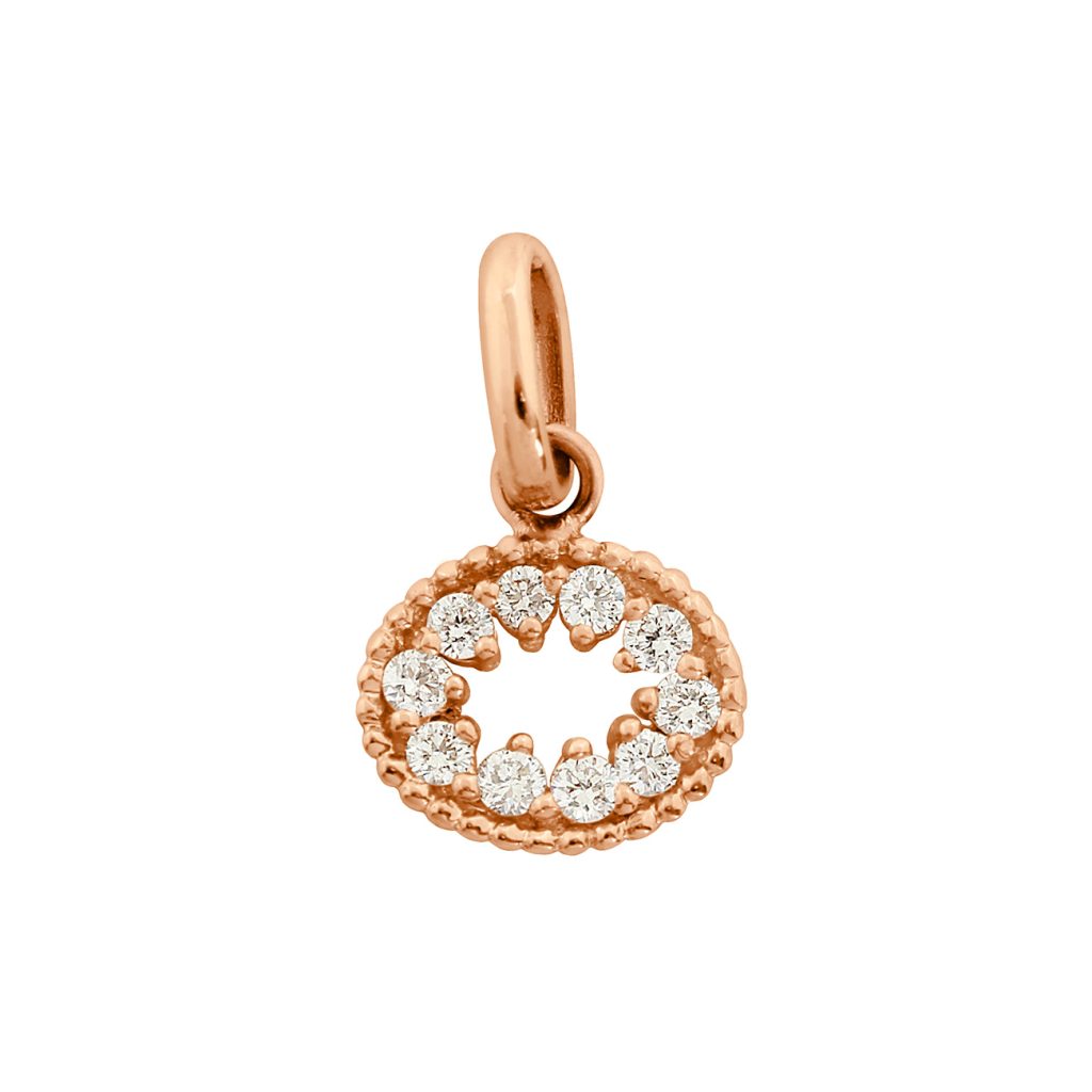pendentif oeil de pirate, diamants, or rose