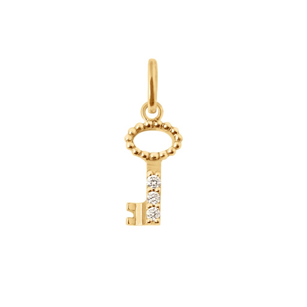 pendentif clé, diamants, or jaune