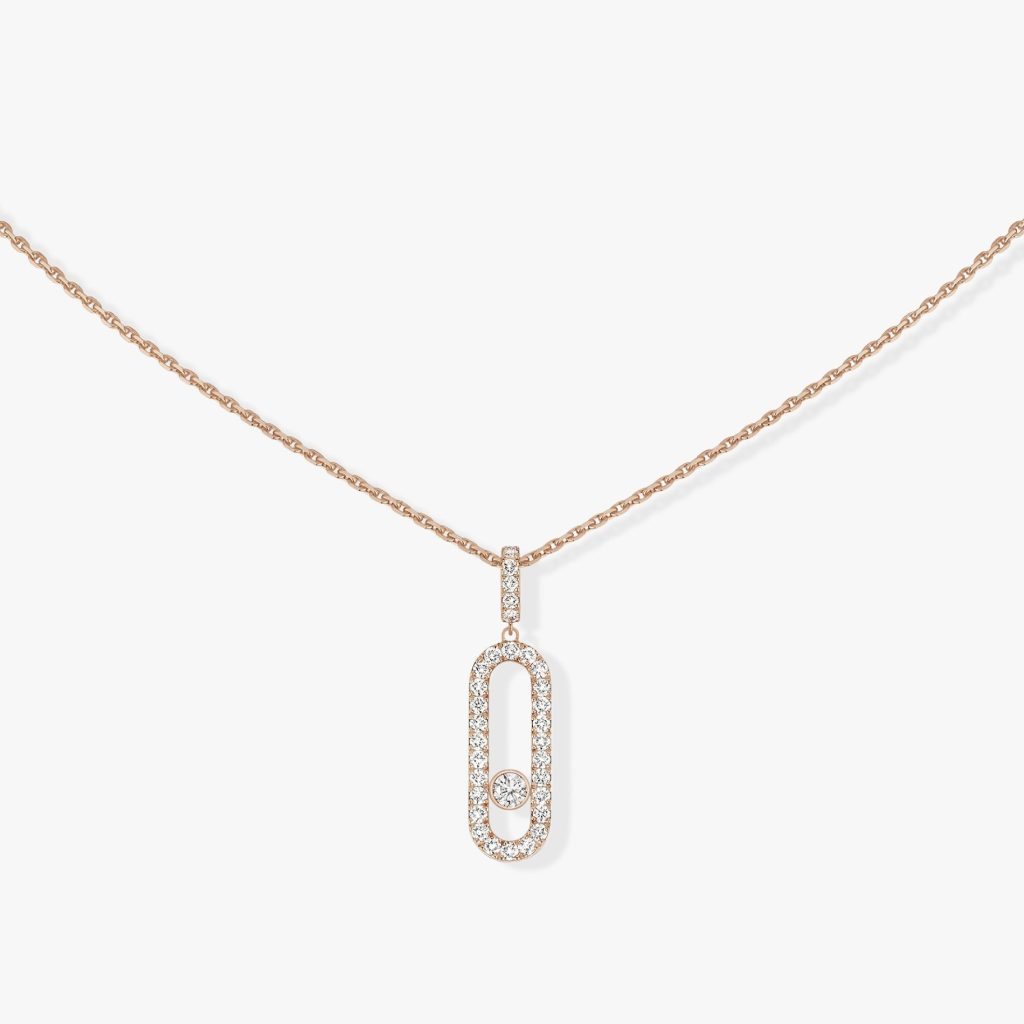 collier move uno gm pavé, or rose